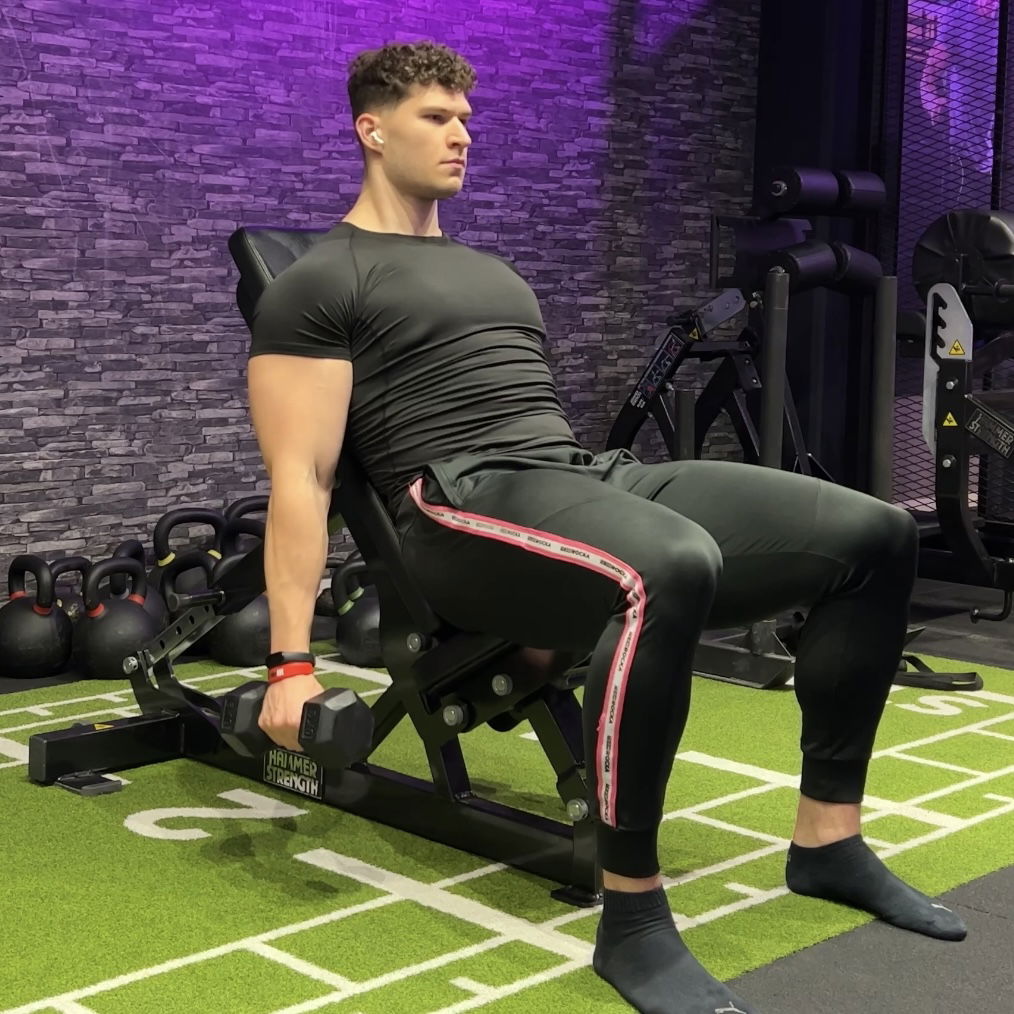 Schrägbank Hammer Curls Kurzhantel