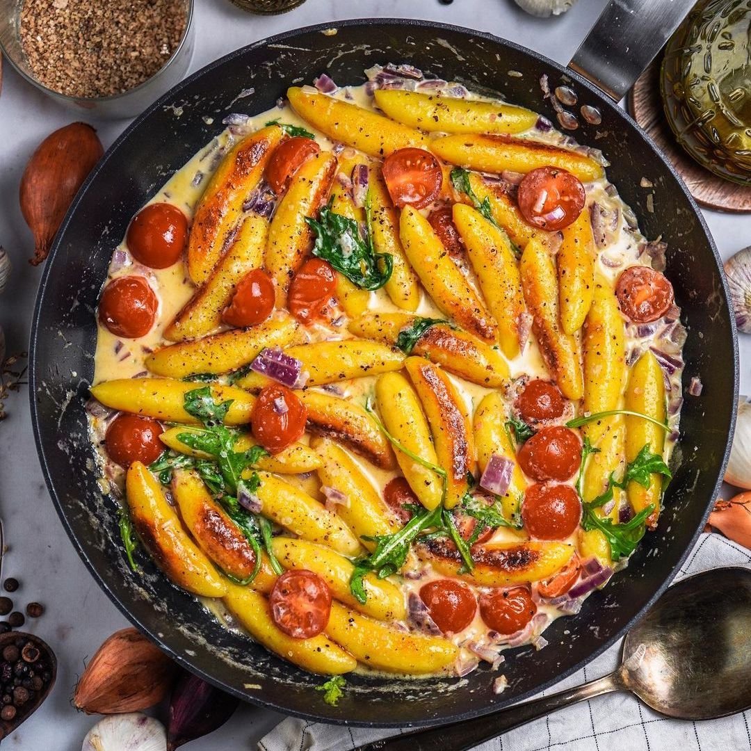 Schupfnudeln mit Tomate Rucola Soja Light