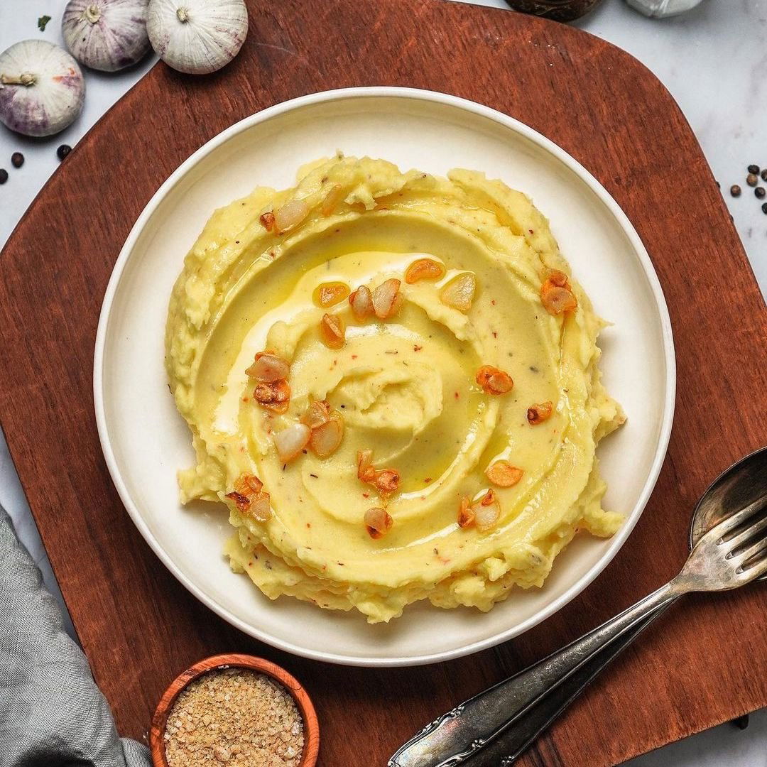 Kartoffelpüree mit geröstetem Knoblauch
