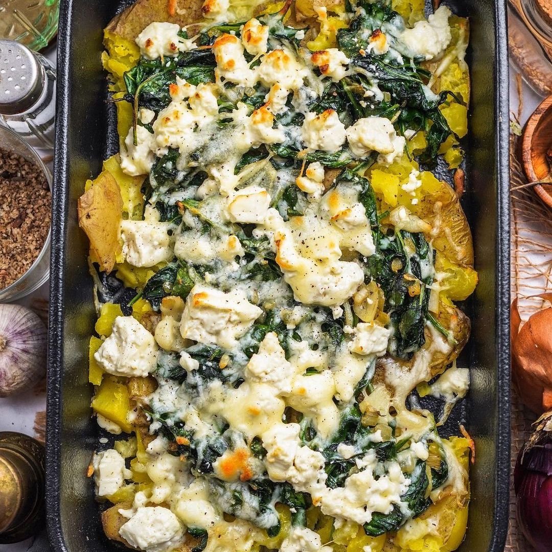 Pellkartoffeln mit Spinat & Feta